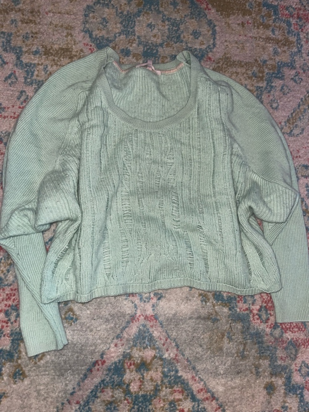 Victoria's Secret Mint Cable Knit Crewneck Sweater